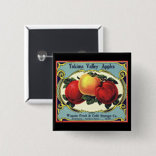 Vintage Fruit Crate Label Art Yakima Valley Apples 15 Cm Square Badge
