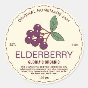 Vintage Fruit Elderberry Jam Homemade Product Classic Round Sticker