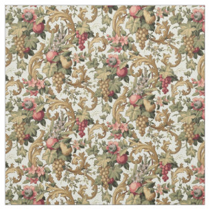 Vintage Fruit Flowers & Grapes Pattern Fabric