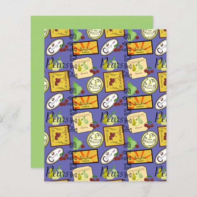 Vintage Fruit Labels Scrapbook Paper Sheet (Front/Back)