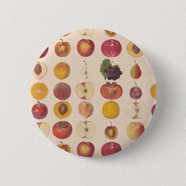 Vintage Fruit Pattern 6 Cm Round Badge (Front)