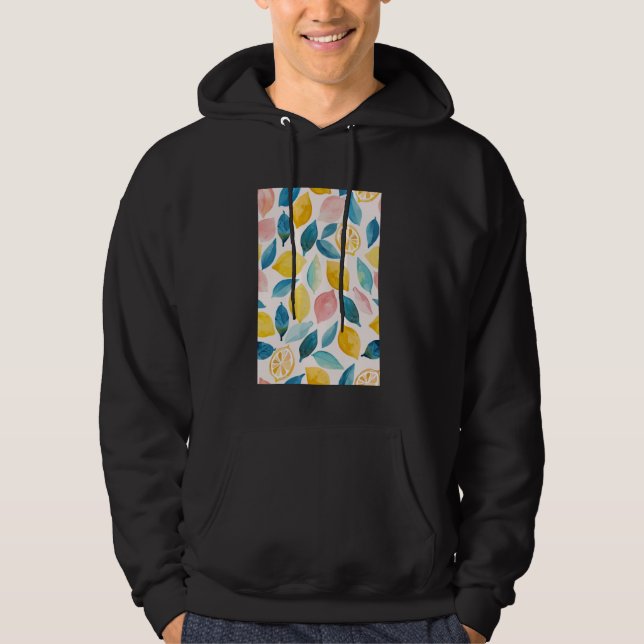 Vintage Fruit Pattern Art Lemon Hoodie (Front)