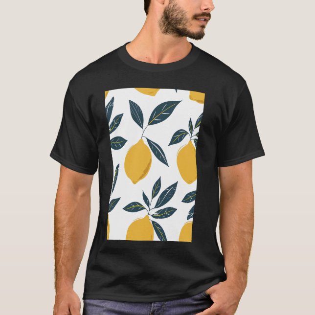 Vintage Fruit Pattern Art Lemon T-Shirt (Front)