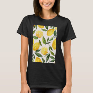 Vintage Fruit Pattern Art Lemon Watercolor 3 T-Shirt