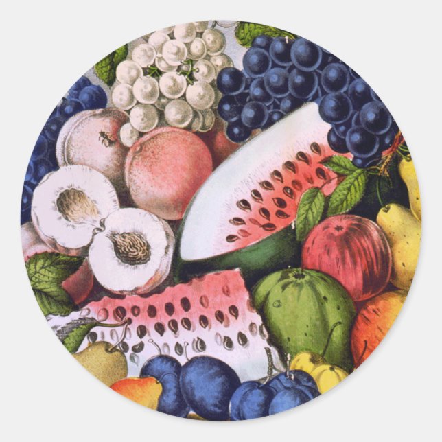 Vintage Fruit Still Life Classic Round Sticker (Front)