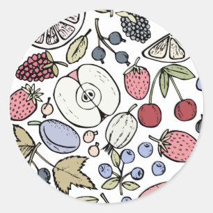 Vintage fruit themed, vintage classic round sticker