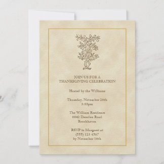 Vintage fruit tree Thanksgiving fall invitation