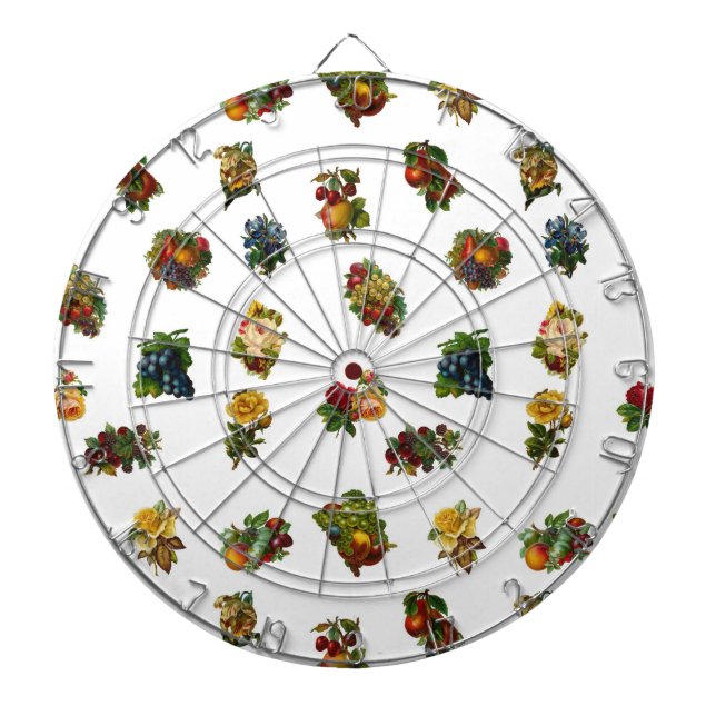 Vintage Fruits & Flowers Dartboard (Front)