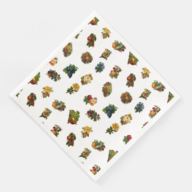 Vintage Fruits & Flowers Napkin (Corner)