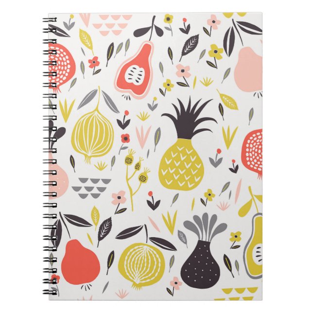 Vintage fruits, flowers: seamless pattern. notebook (Front)