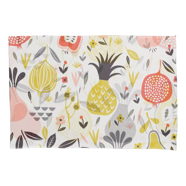 Vintage fruits, flowers: seamless pattern. pillowcase (Front)