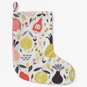 Vintage fruits, flowers: seamless pattern. small christmas stocking