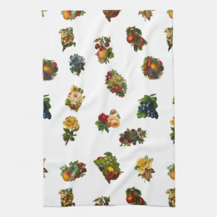 Vintage Fruits & Flowers Tea Towel