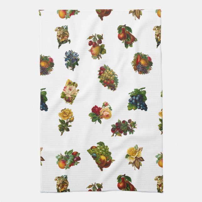 Vintage Fruits & Flowers Tea Towel (Vertical)