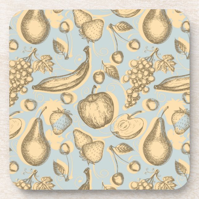 Vintage fruits pattern coaster (Front)