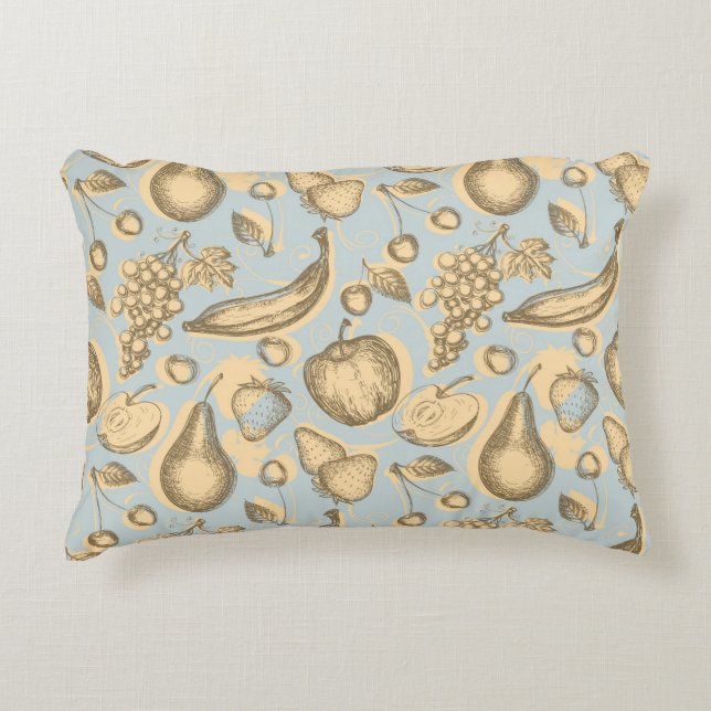 Vintage fruits pattern decorative cushion (Front)