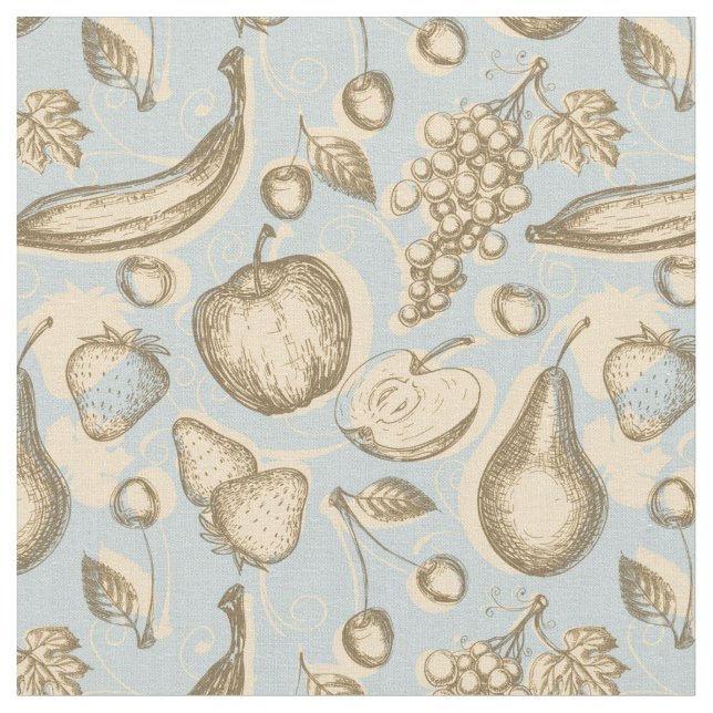 Vintage fruits pattern fabric (Close Up)