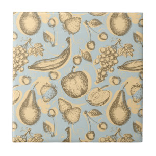 Vintage fruits pattern tile