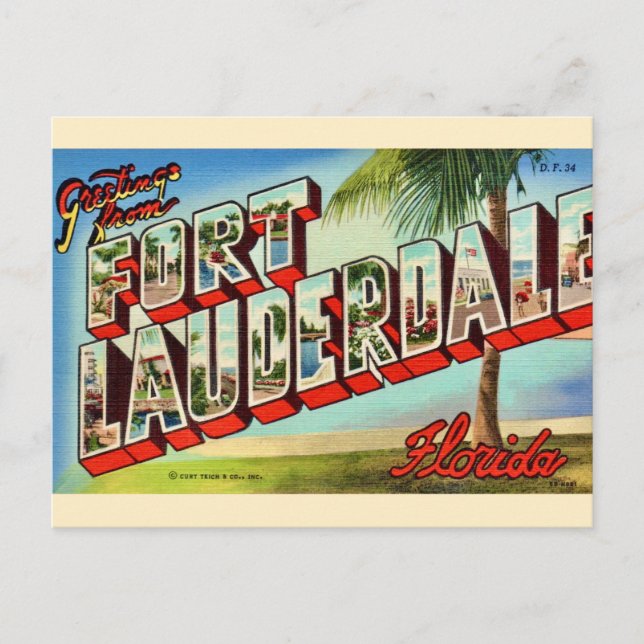 Vintage Ft. Lauderdale Florida Postcard  (Front)