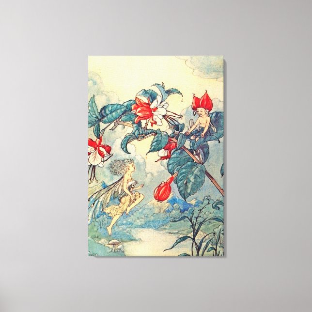Vintage Fuchsia Fairies Canvas Print (Front)