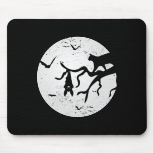 Vintage Full Moon Cat Bat Tree Spooky Halloween Co Mouse Pad