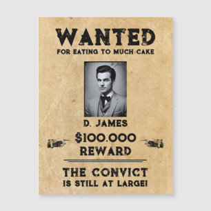 Vintage Fun Convict Reward Wanted Magnetic Card
