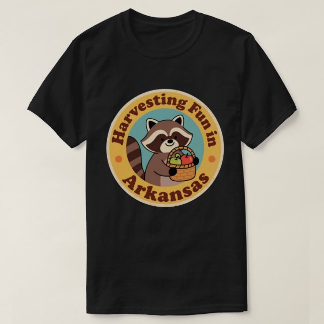 Vintage Fun in Arkansas Racoon Harvesting T-Shirt (Design Front)
