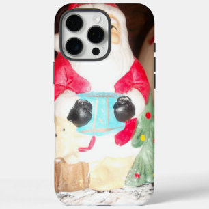 Vintage Fun Santa with Snow Art Print iPhone 16 Pro Max Case
