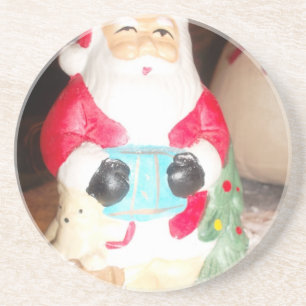 Vintage Fun Santa with Snow Art Print Coaster