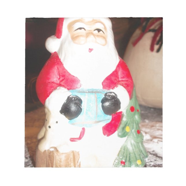 Vintage Fun Santa with Snow Art Print Notepad (Front)