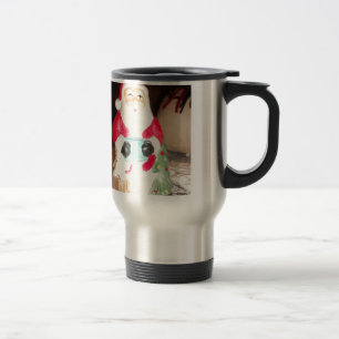 Vintage Fun Santa with Snow Art Print Travel Mug