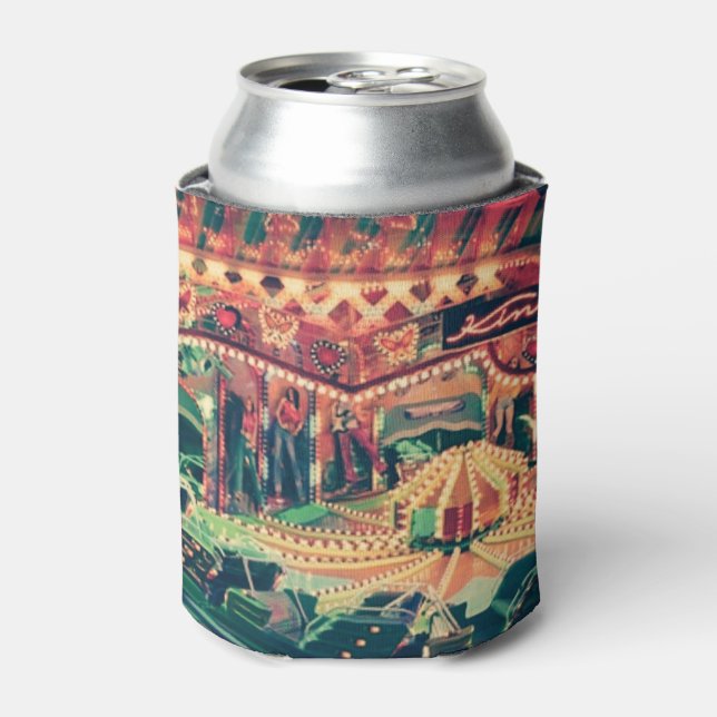 Vintage Funfair at Night Photo Can Cooler (Can Front)