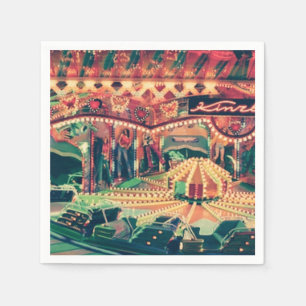 Vintage Funfair at NIght Photo Napkin