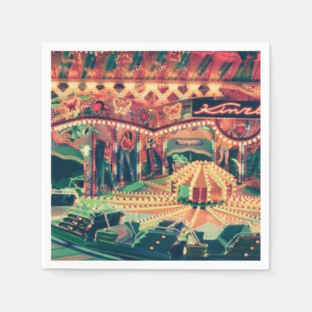 Vintage Funfair at NIght Photo Napkin (Front)
