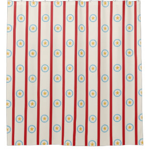 Vintage Funhouse Circus Stars & Stripes Pattern Shower Curtain