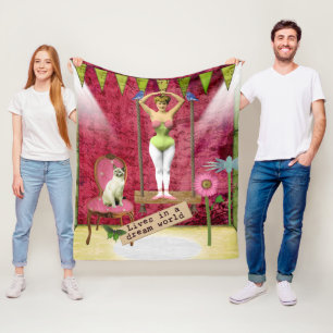 Vintage Funky Ballerina Dreamscape Fleece Blanket