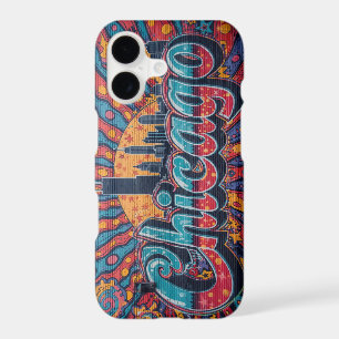 Vintage funky Chicago Skyline Retro Travel