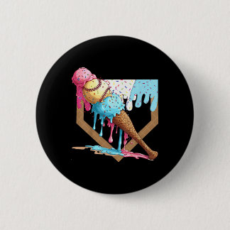 Vintage Funny Baseball Ice Cream Dripping Baseball 6 Cm Round Badge