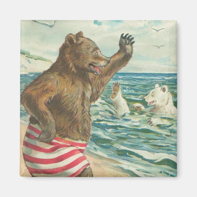 Vintage Funny Bear Magnet (Front)