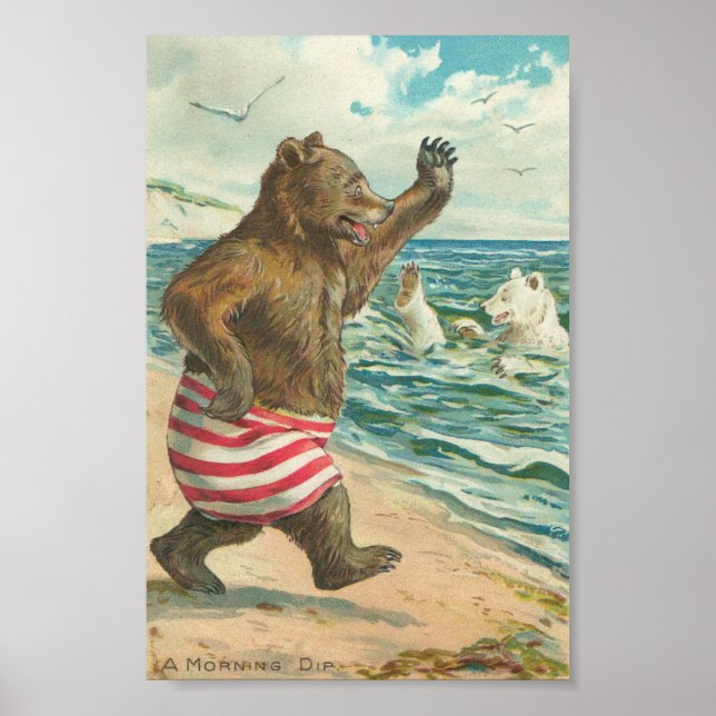 Vintage Funny Bears Poster (Front)