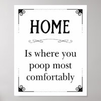 Vintage Funny Black and White Bathroom Sign