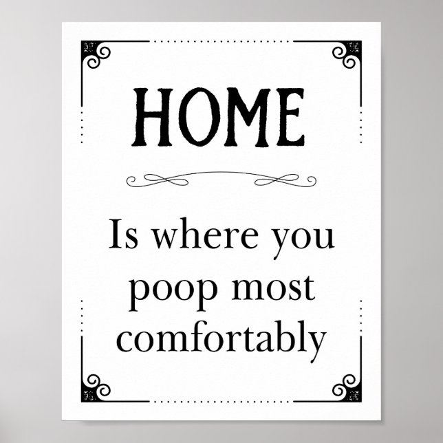 Vintage Funny Black and White Bathroom Sign (Front)