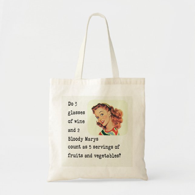 vintage funny canvas tote bag drinking (Front)