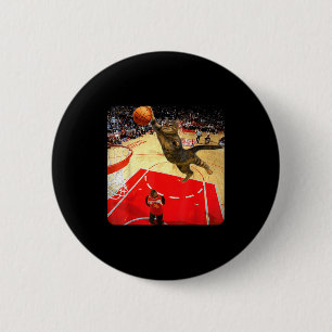 Vintage Funny Cat Dunking Basketball Meme Humor Ca 6 Cm Round Badge