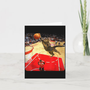 Vintage Funny Cat Dunking Basketball Meme Humor Ca Card