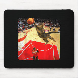 Vintage Funny Cat Dunking Basketball Meme Humor Ca Mouse Pad