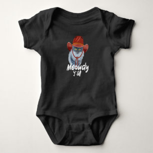 Vintage Funny Catboy Cowboy Western Country Cat Baby Bodysuit