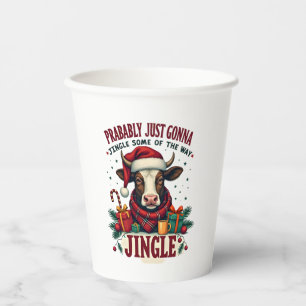 Vintage Funny Christmas Highland Cow Jingle Bell C Paper Cups