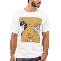 Vintage Funny Curious Cats Graphic Tee, Cute Cat 