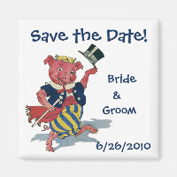 Vintage Funny Cute Dancing Pig, Save the Date!